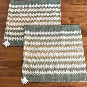 Crate&Barrel Green, Gold and Ivory Accent Pillows